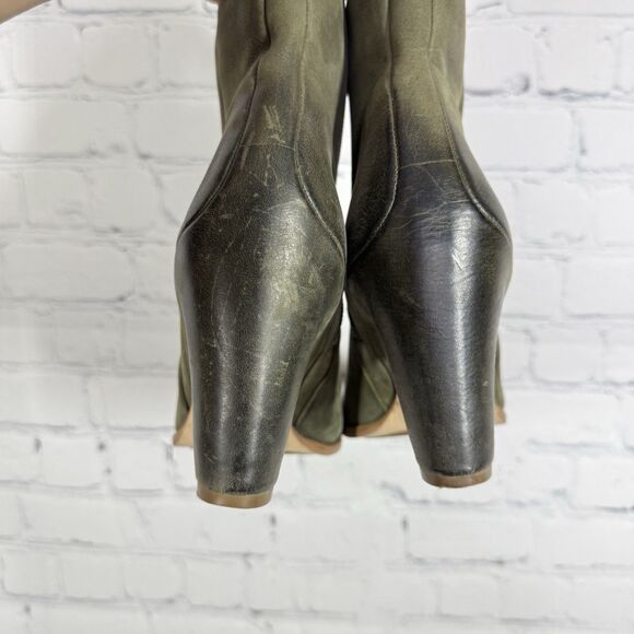 Ecco Ankle Heel Booties Women Size 7.5 US 38 EU Green Distressed Leather Shoes - Picture 15 of 15